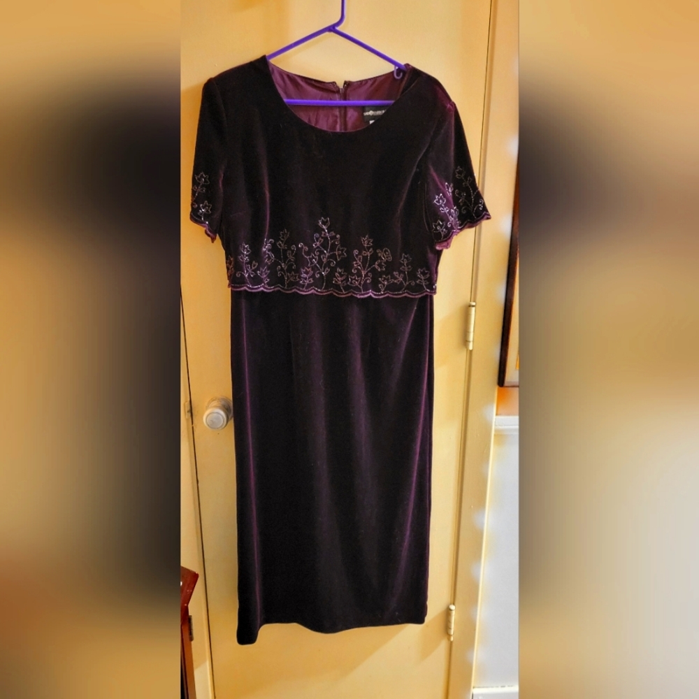 Deep purple velvet dress with beadwork